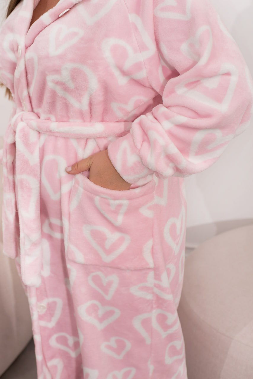 Жіночий махровий халат з капюшоном та застібкою на ґудзиках 